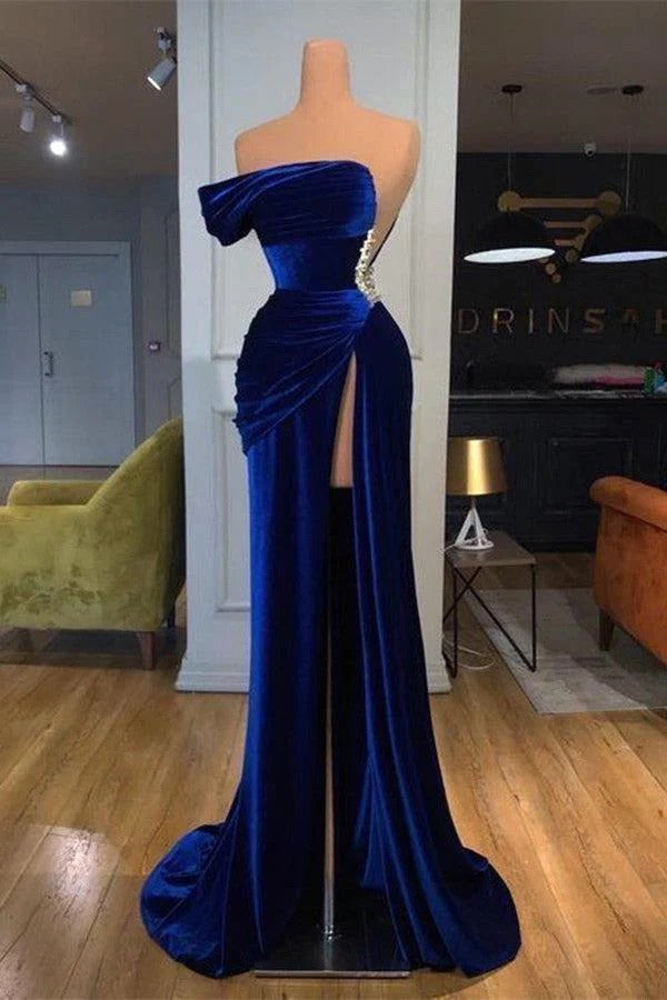 Sexy mermaid backless sleeveless side slit pleats and floor cocktail ball party Elegant lady formal luxury evening dress