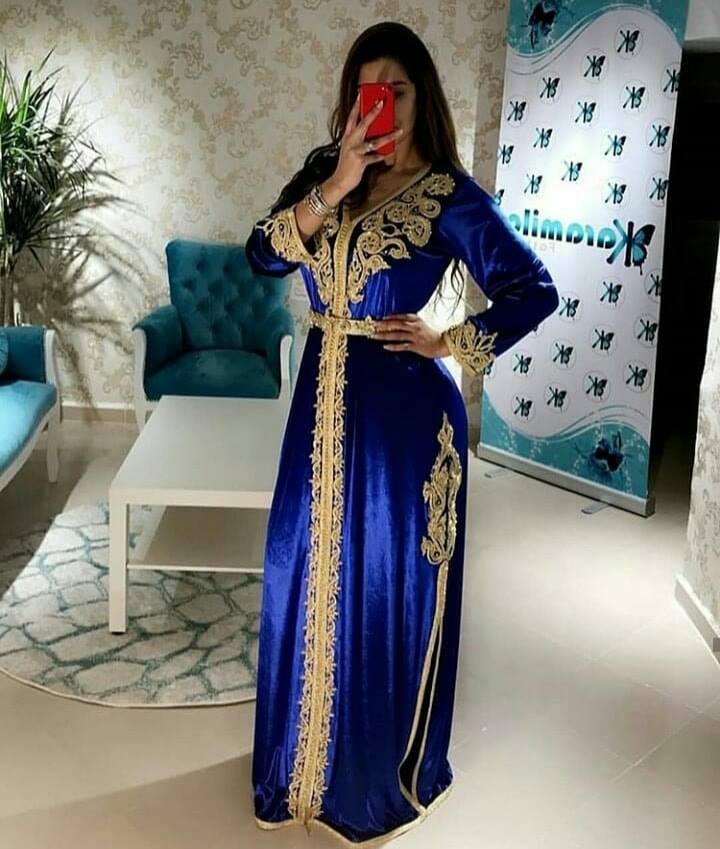 Moroccan kaftan Evening Dresses Royal Blue Algerian Outfit Beading Women Party Wear Formal Gowns Caftan Dress Plus Size