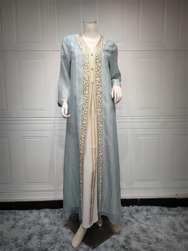 Fashion Muslim Sets Sleeveless Under Dress And Bleted Sequins Long Dresses Galabia Ramadan Jellabiya Saudi Arab Kaftan