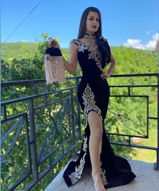 Morocco Caftan Evening Dress 3 pieces Mermaid Prom Dress Sleeveless Velvet Formal Evening Party Dress Side Split Outfit