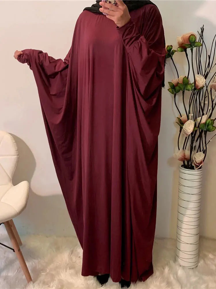 Ramadan Plain Abaya Prayer Long Dress Muslim Women Batwing Sleeve Free Size Hijab Robe Jilbab Islamic Dubai Saudi Modest Kaftan