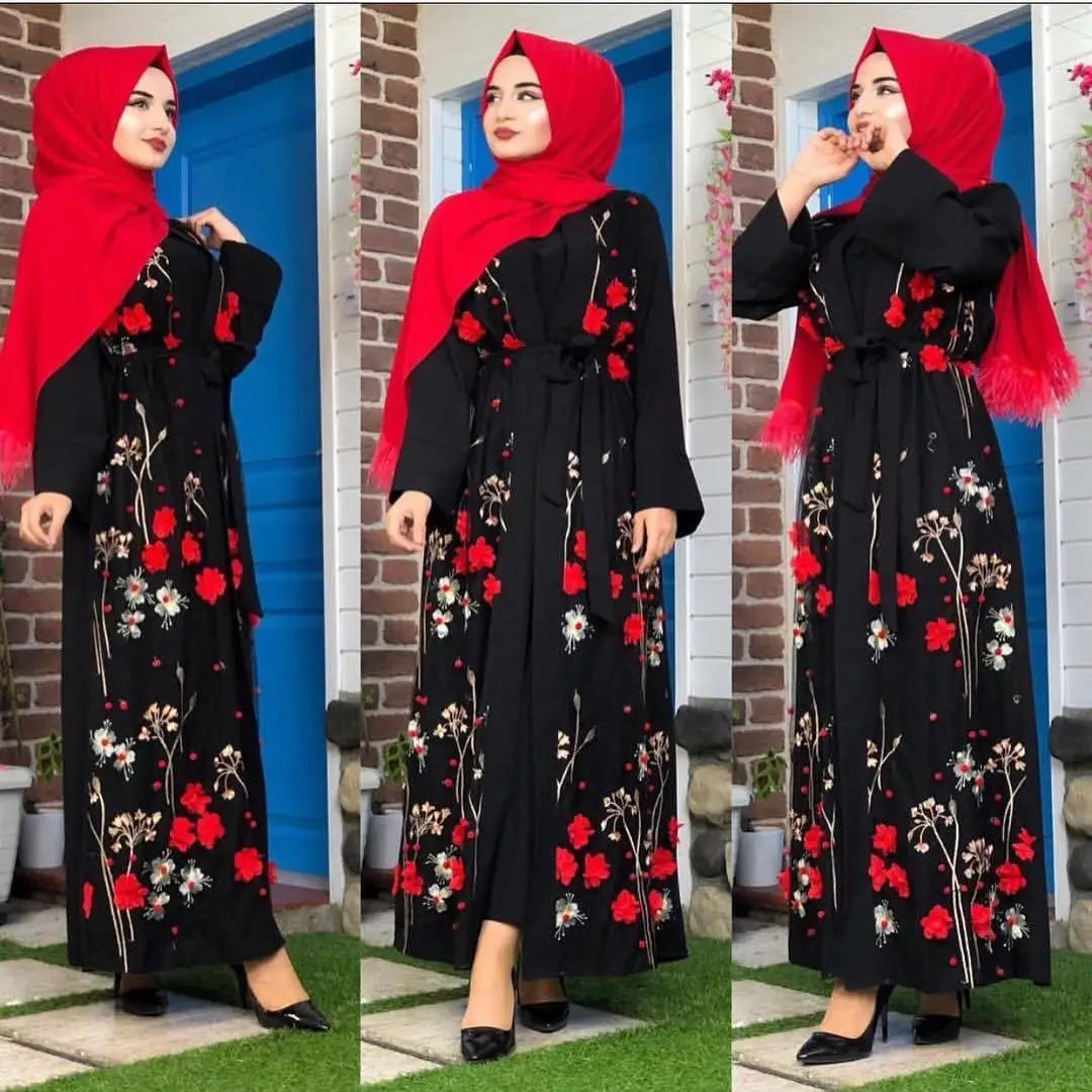 Ramadan Eid Women Muslim Open Cardigan Embroidery Dress Abayas Dubai Islam Kimono Clothing Robe Arab Turkey Kaftan Kaftan Caftan