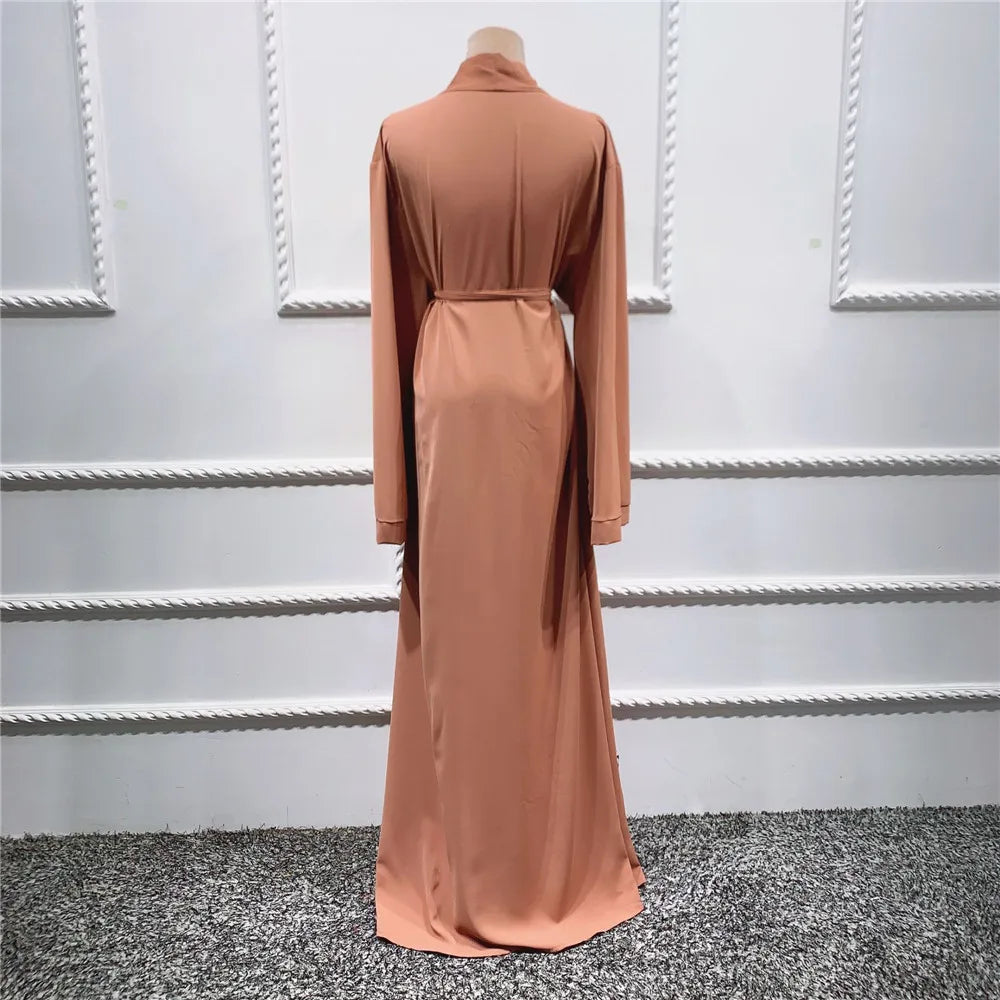 Muslim Women Abaya Long Maxi Dress Dubai Beads Kimono Turkish Open Cardigan Clothing Islam Ramadan Robe Eid Middle East Jalabiya