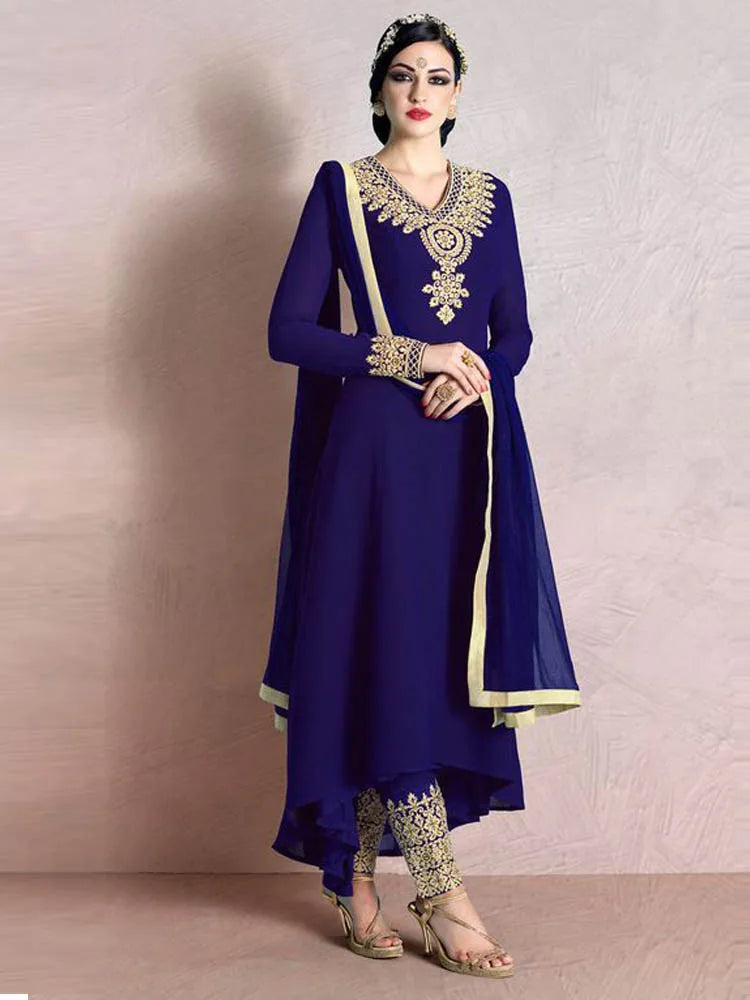 Royal Blue Moroccan Caftan Formal Evening Dresses Gold Embroidery Party Wear Suit Dubai Arabic Outfit Clothing Custom