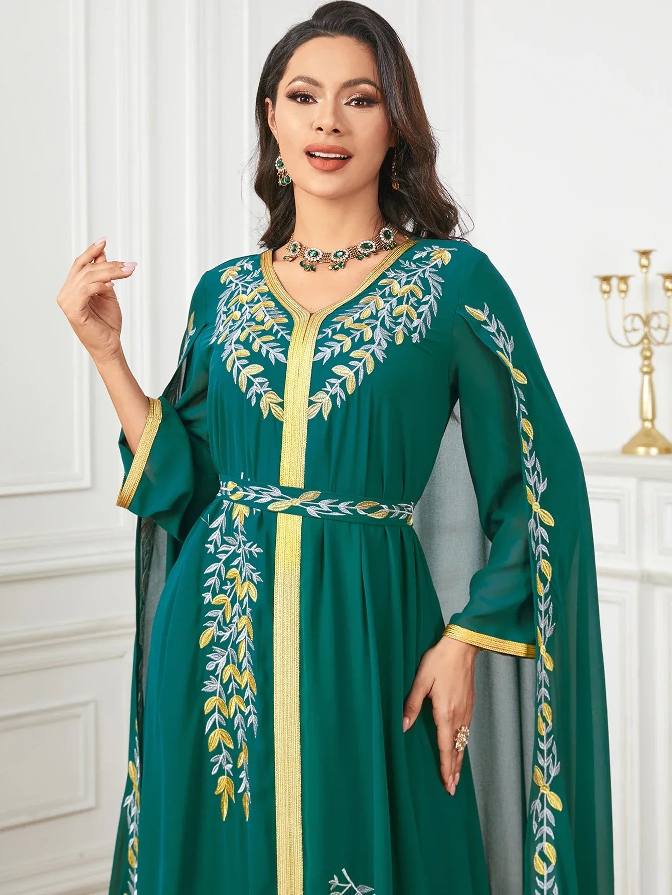 Eid Embroidery Party Dress for Muslim Jalabiya Abaya with Cloak Ramadan Long Dresses Abayas Robe Caftan Vestidos Largos