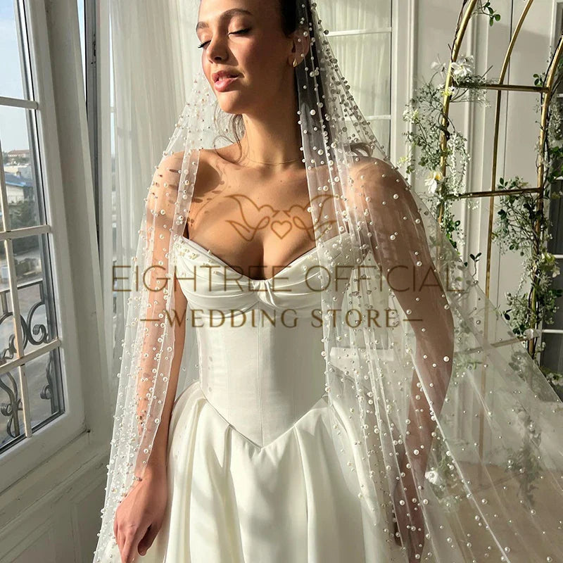 Eightree White A-Line Wedding Dresses Sweetheart Sleeveless Wedding Gowns Boho Bridal Prom Dress bestidos de novia Customsized