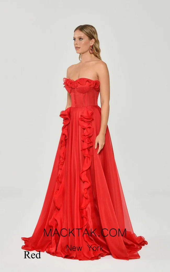 Strapless Simple Prom Dress A-line Chiffon Prom Dress Elegant Sleeveless Floor-Length Backless Vestidos De Fiesta