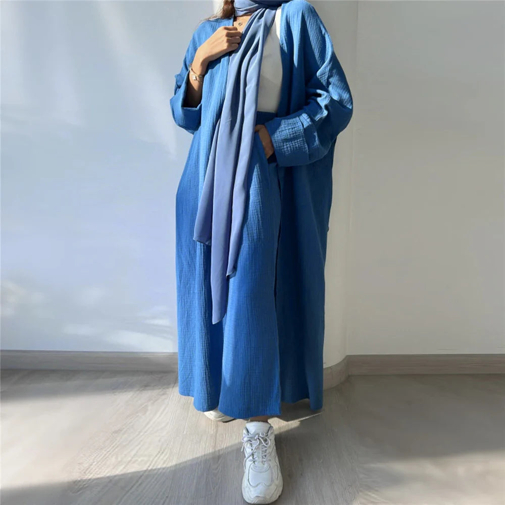 Open Abayas Kimono Muslim Women Cardigan Maxi Dress Islamic Clothing Dubai Saudi Robe Casual Kaftan Ramadan Eid Outwear Jalabiya 06 Only Abaya