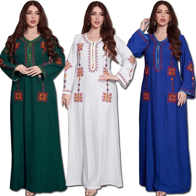 Muslim Women's Robe Embroiled Abaya Dress Dubai Abaya Clothes Islam Dress Casual Luxury Vestidos Femenino Robe Spring Fashion