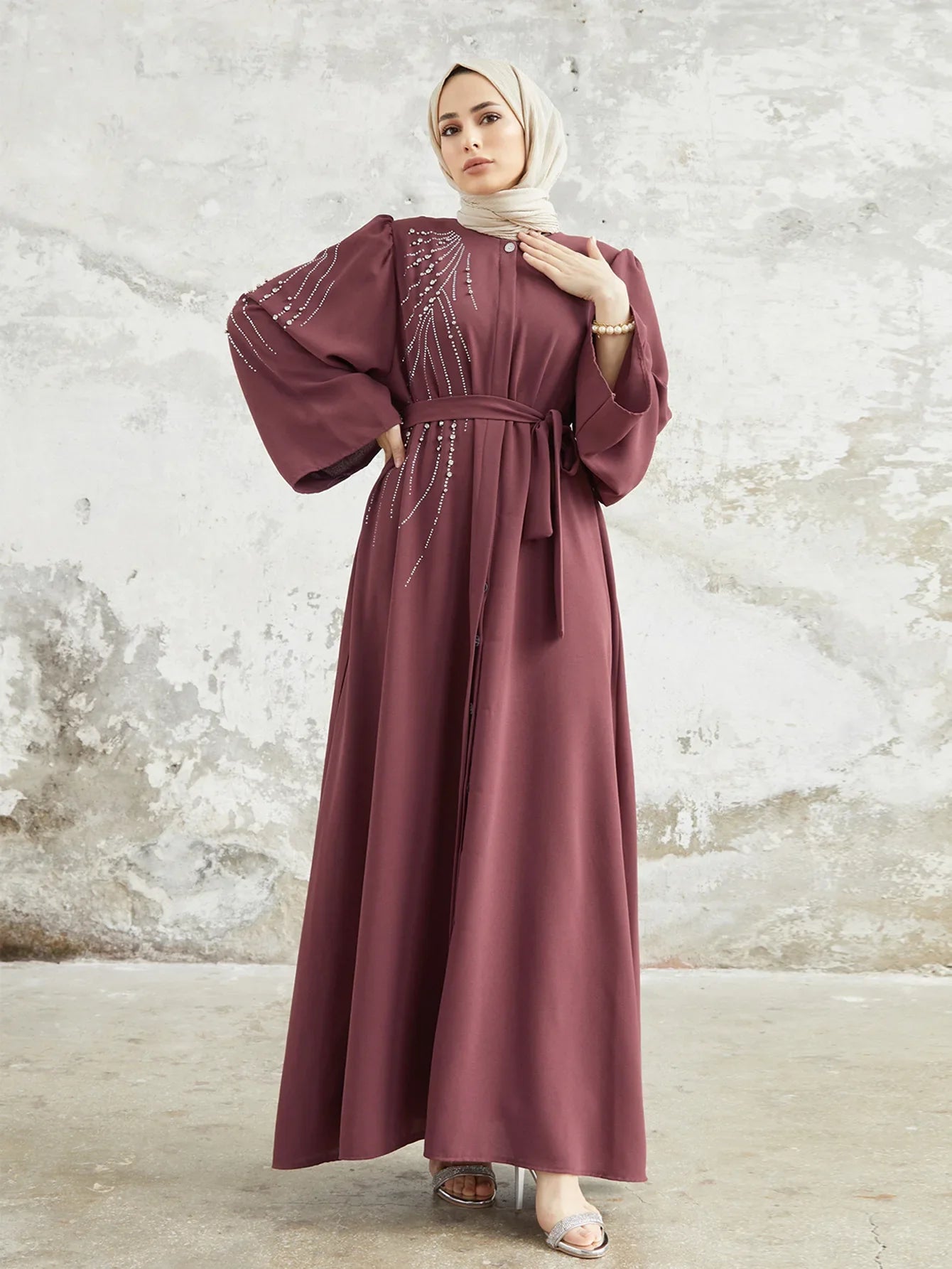 Elegant Diamonds Abayas for Women Dubai Luxury Belted Maxi Dress Eid Ramadan Caftan Marocain Femme Kebaya Robe Muslim Vestidos