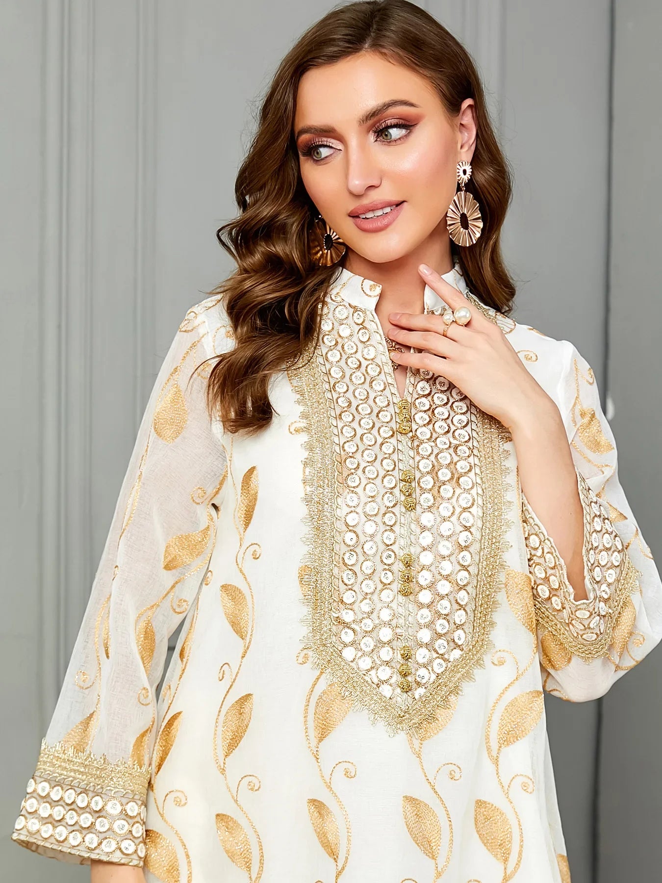 Arab Dubai Mesh Embroiled Dress Museum Fashion Party Evening Dress Women's Wear Abaya Dubai Luxury Kaftan Islam Dresses Summer