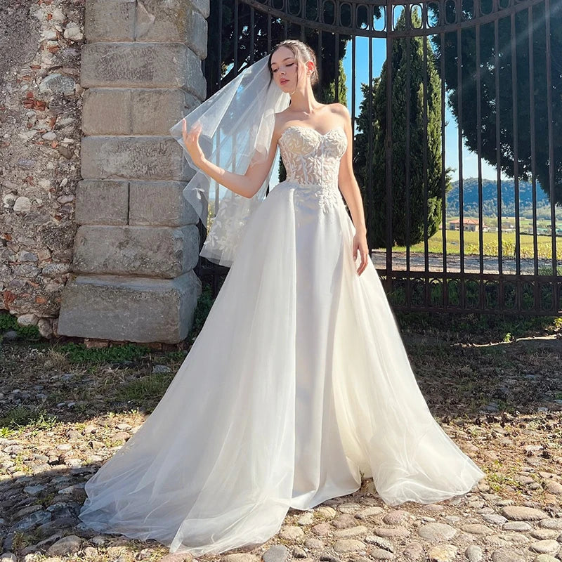 Elegant Mermaid Wedding Dresses Sweetheart Appliques White Bridal Dress Boho Beach Wedding Prom Ball Gowns Customized WHITE Custom size