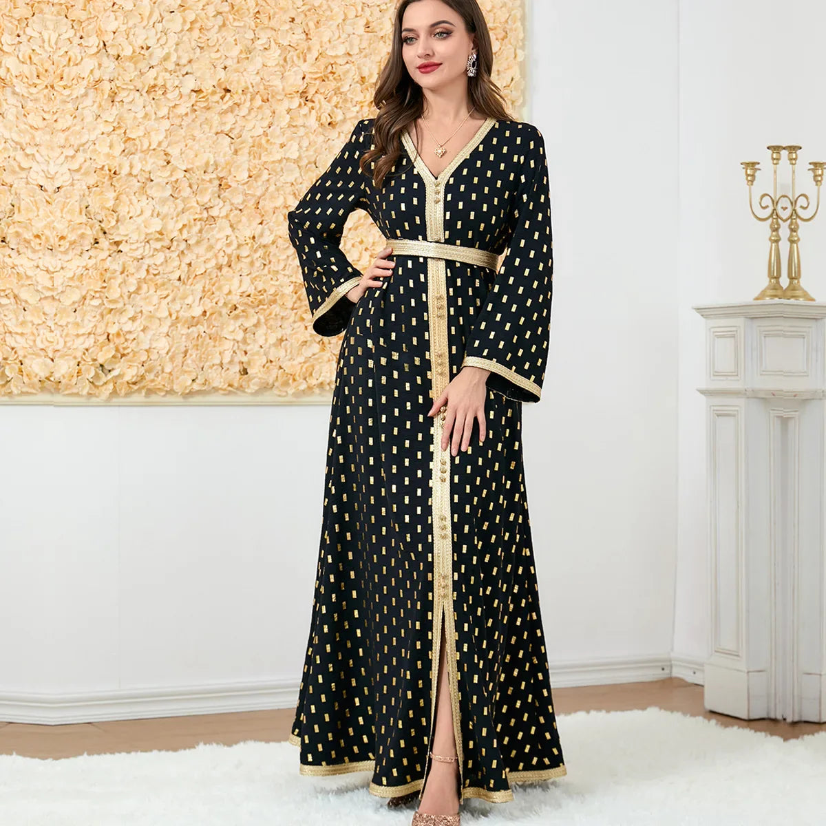 Moroccan Kaftan Dubai Long Woman Evening Dress Traditional Arabic Robe Party Banquet Gulf Jalabiyat Muslim Abaya Ramadan Eid Black