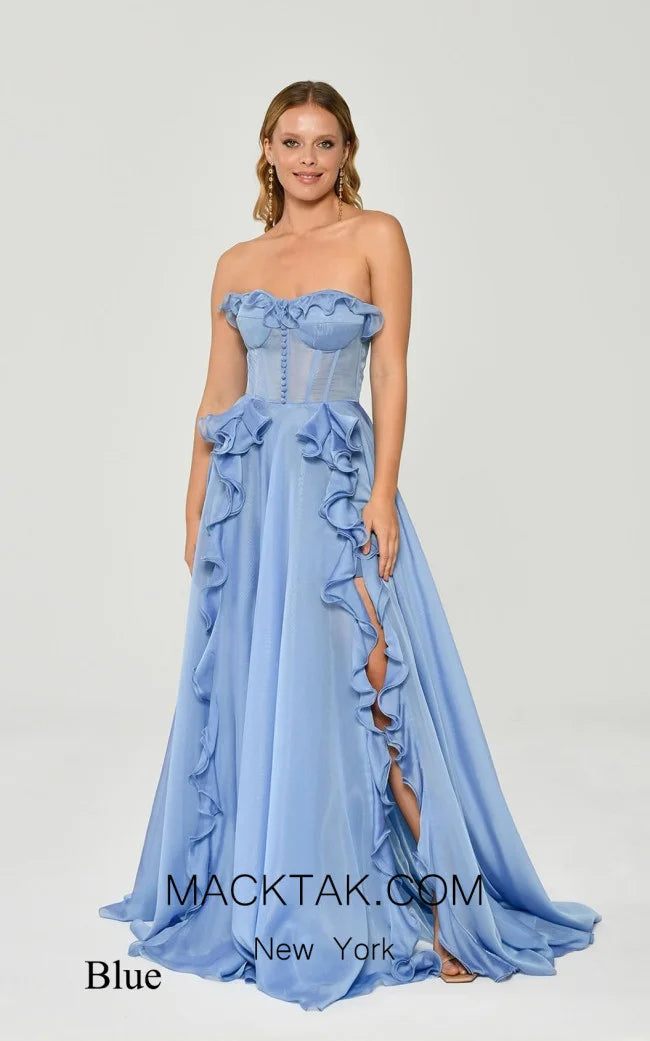 Strapless Simple Prom Dress A-line Chiffon Prom Dress Elegant Sleeveless Floor-Length Backless Vestidos De Fiesta