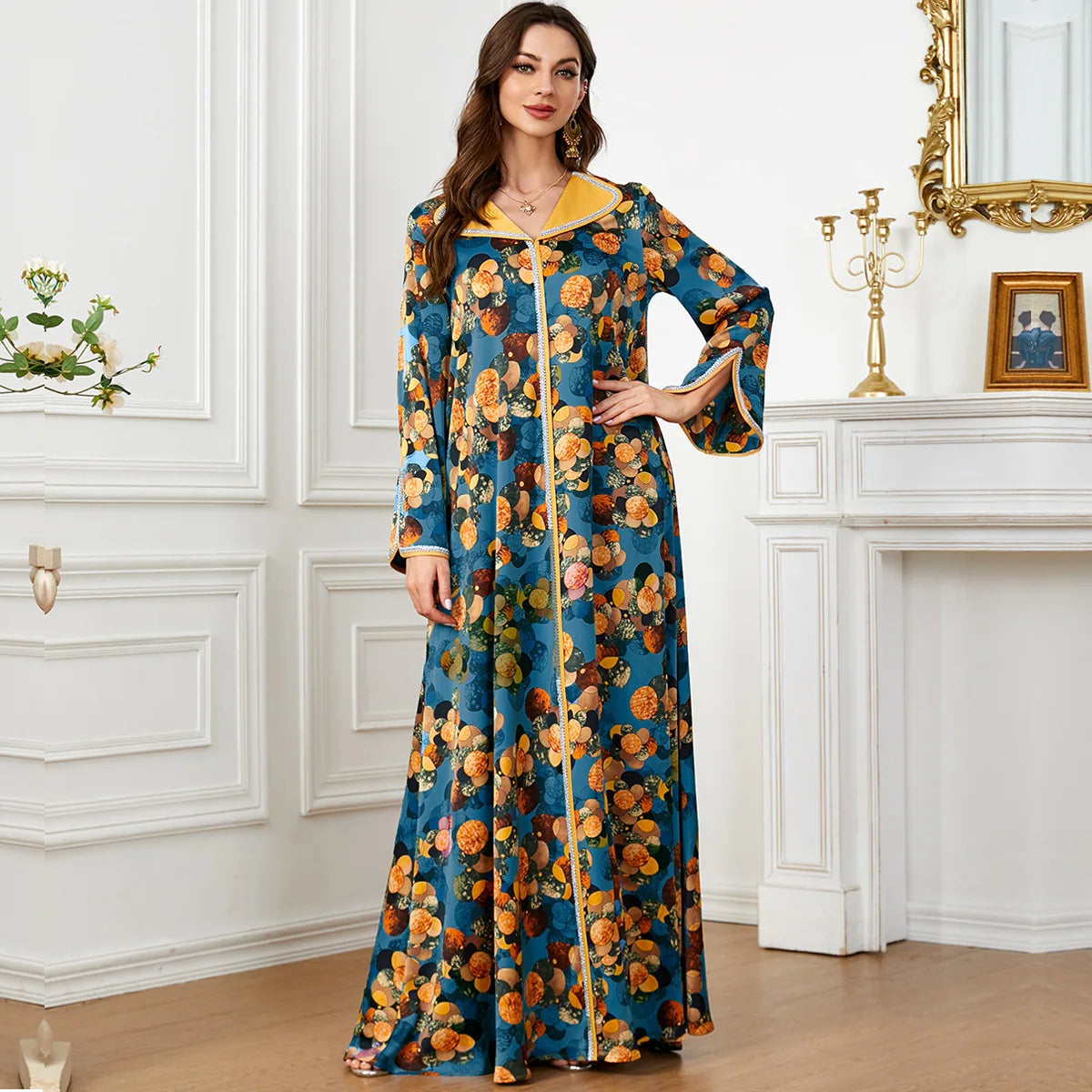 Museum Fashion Printed Maxi Dress For Ethnic Dubai Saudi Arabia Long Dresses Kaftan Abaya Clothes Vestidos Femenino 2024 Summer