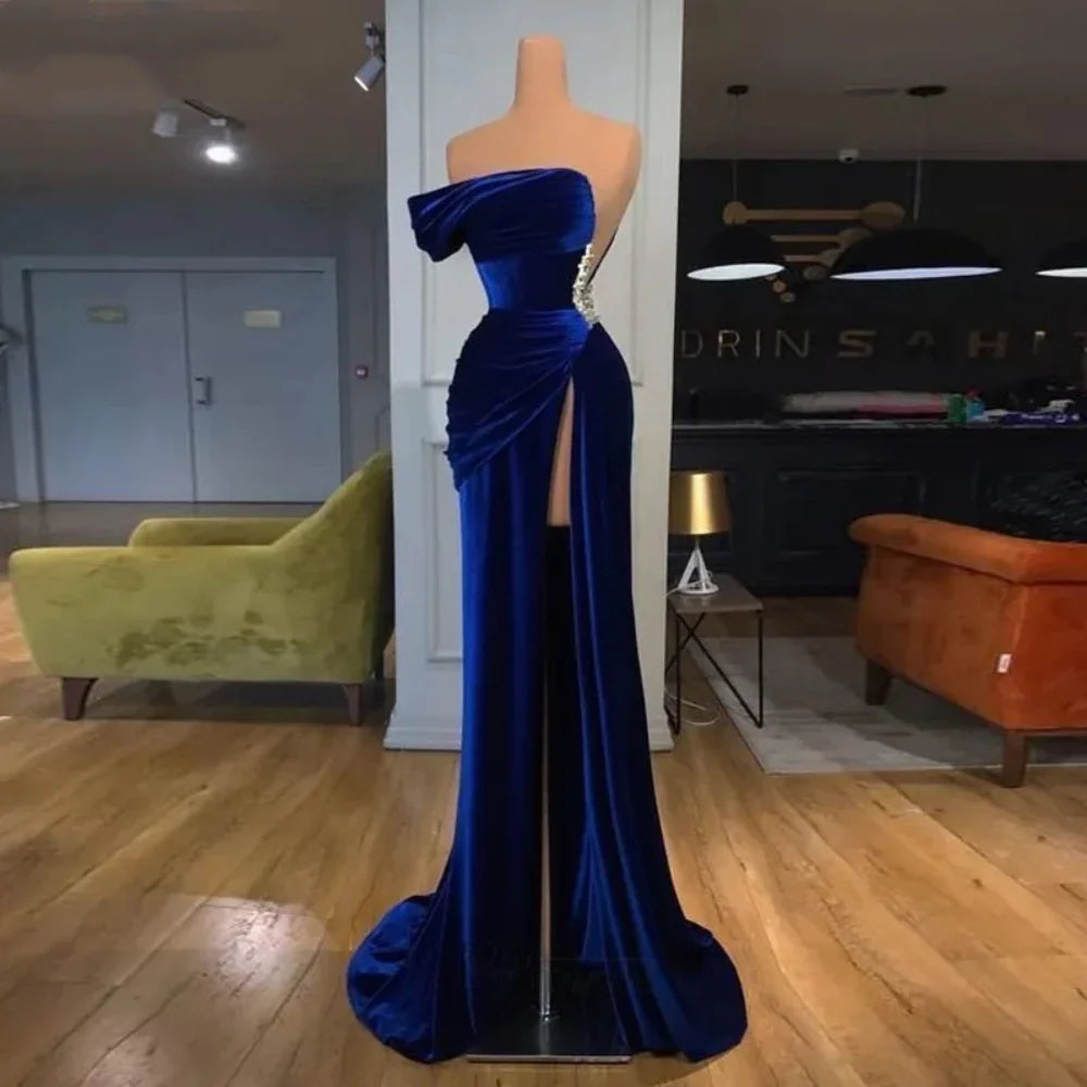 Sexy mermaid backless sleeveless side slit pleats and floor cocktail ball party Elegant lady formal luxury evening dress