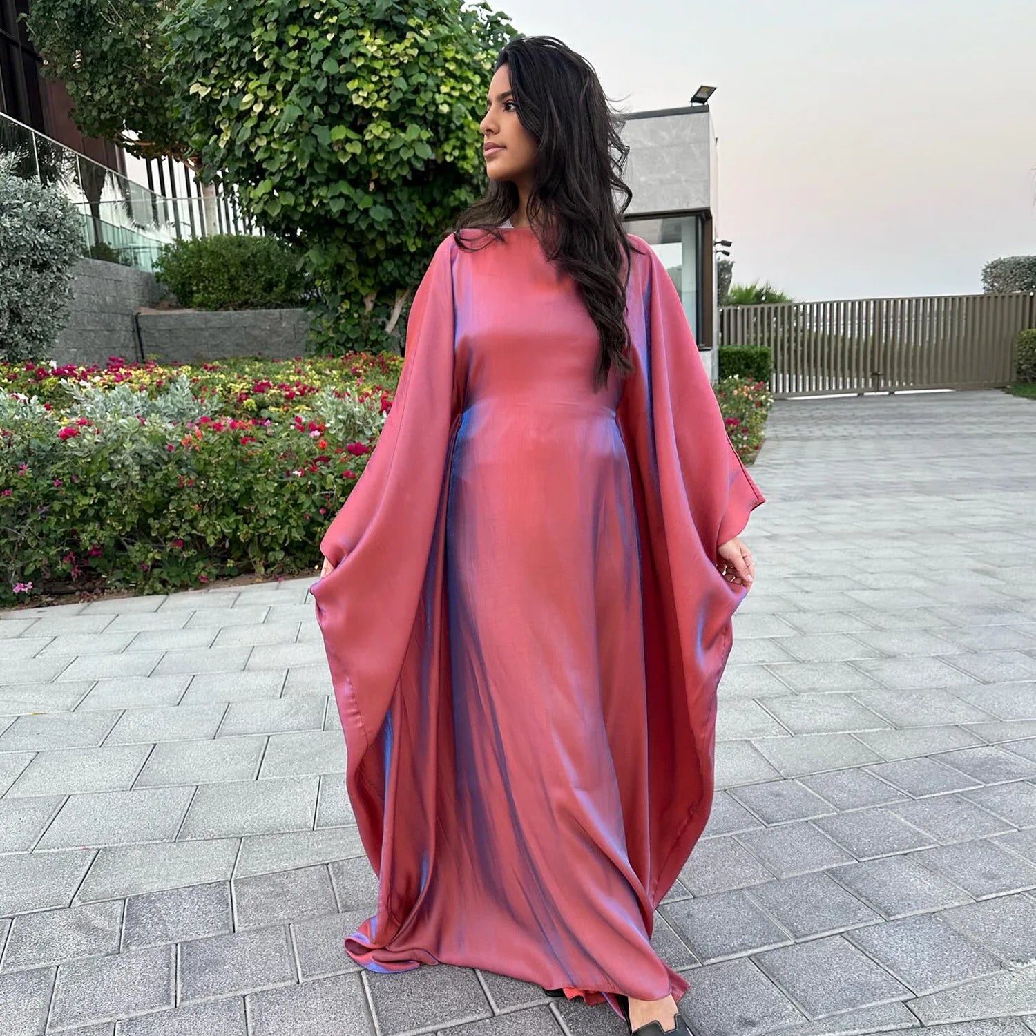 Abaya Women Ramadan Shiny Dubai Muslim Dress Female Bat Sleeve Loose Robe Eid Djellaba Jalabiya Turkey Prayer Gown Arabic Kaftan