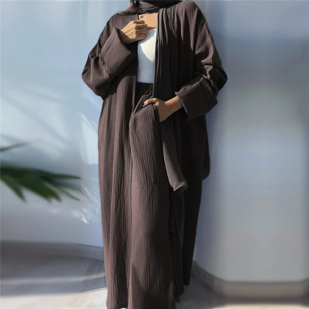 Open Abayas Kimono Muslim Women Cardigan Maxi Dress Islamic Clothing Dubai Saudi Robe Casual Kaftan Ramadan Eid Outwear Jalabiya 05 Only Abaya