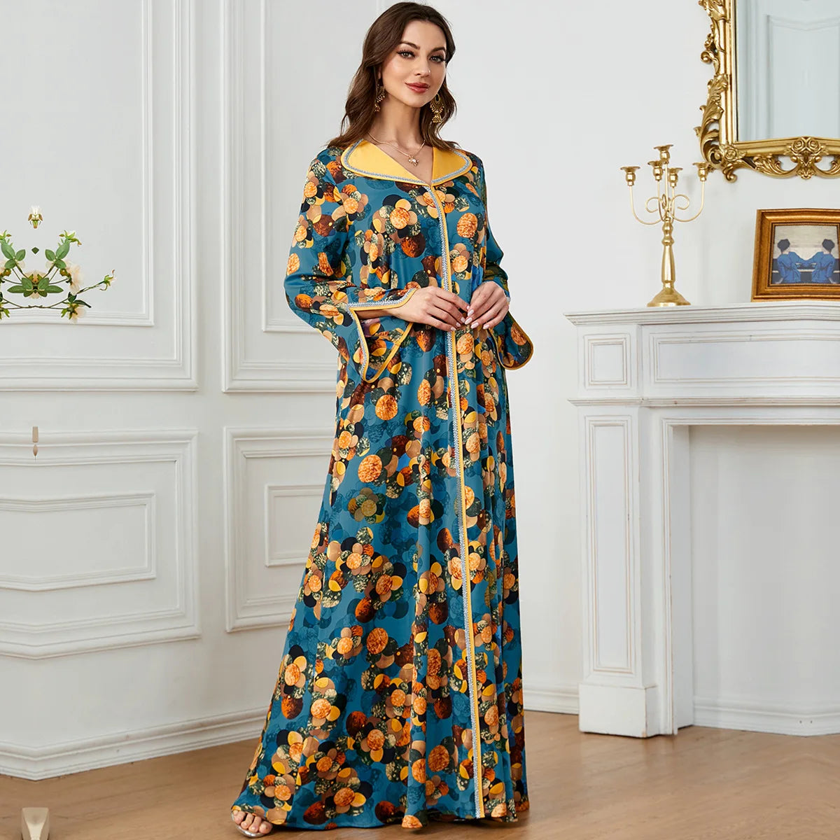 Museum Fashion Printed Maxi Dress For Ethnic Dubai Saudi Arabia Long Dresses Kaftan Abaya Clothes Vestidos Femenino 2024 Summer