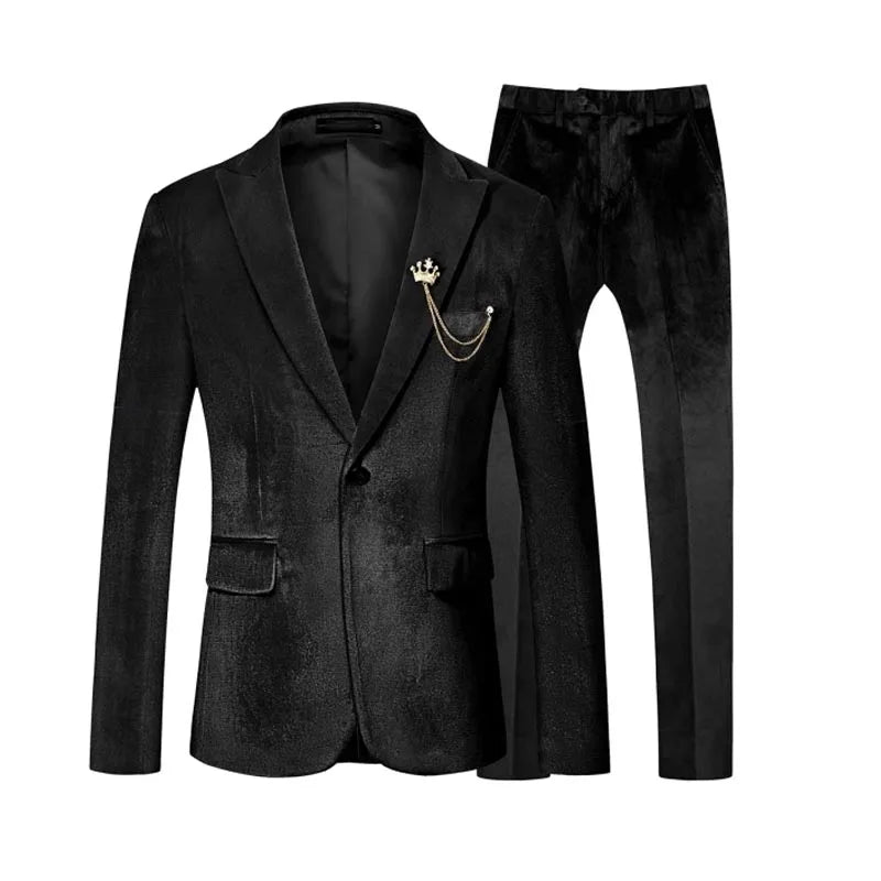 Casual Solid Color Men Suits One Button Peak Lapel Blazer Slim Fit 2 Piece Jacket Pants Outfits Male Clothing Daily Blazer Tenro same as picture 1