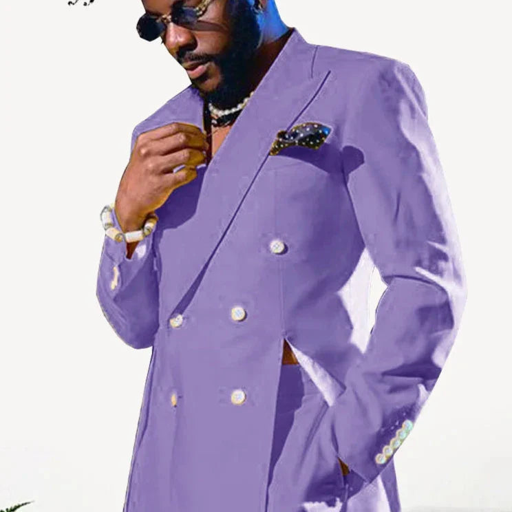 Fashion Men Jacket Two Splits Lavender Suits Men's Daily Wear Summer New Night Party Male Tuxedos Elegant Lavender