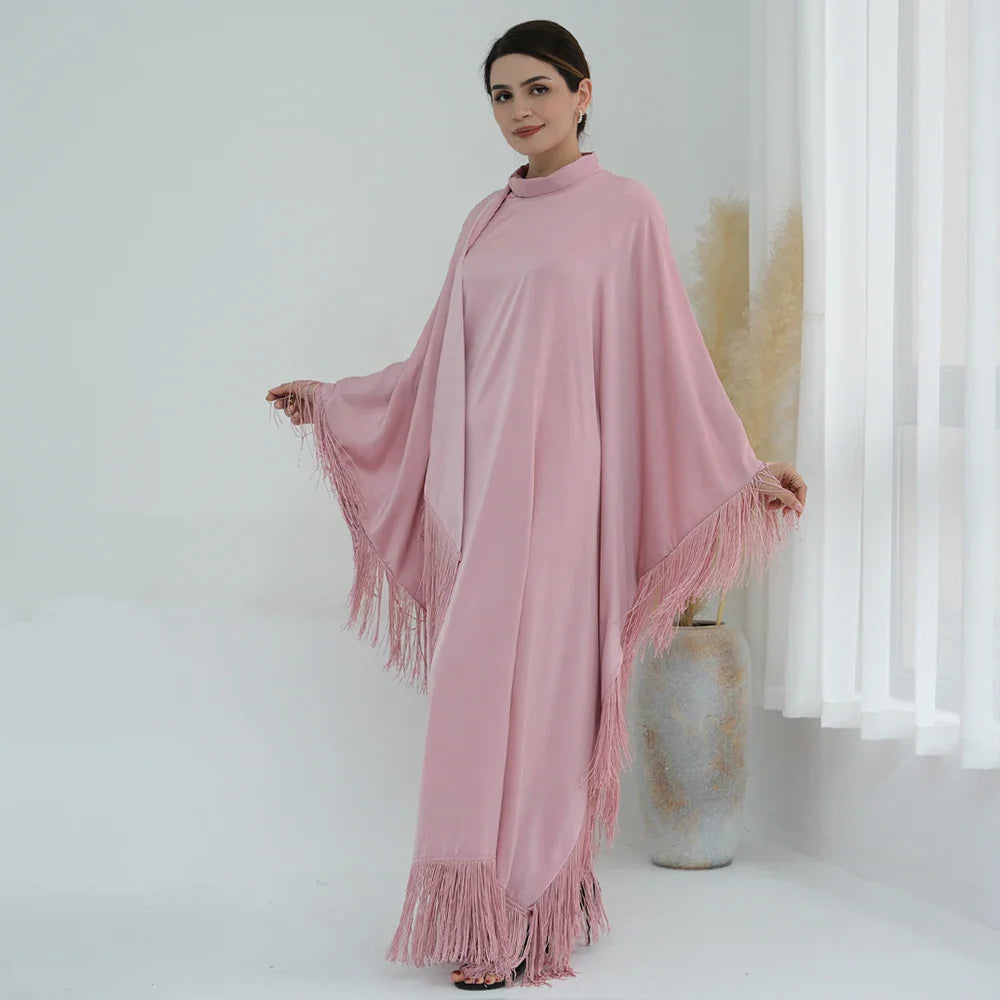 Kaftan Dress Moroccan Caftan Muslim Women Islamic Clothing Dubai Turkish Abaya Tassel Evening Party Ramadan Eid Arabic Robe