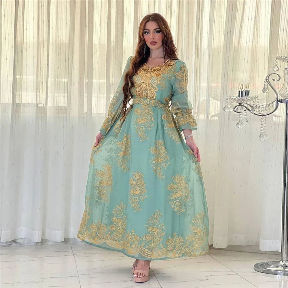 Luxury Abaya Diamonds Muslim Elegant Women Dresses Caftan Moroccan Dubai Kaftan Gown Evening Party Eid Mubarak Jalabiya Vestidos ESE066-06