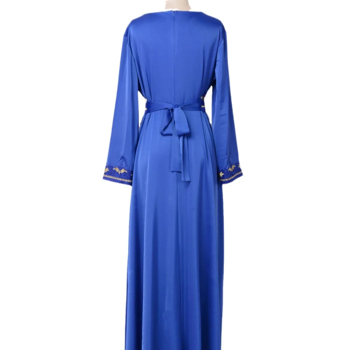 Abaya For Women Muslim Dubai New Embroiled Robe Blue V-neck Caftan Kaftan Party Ramadan Gurban Arab Abaya Elegant Women Clothing