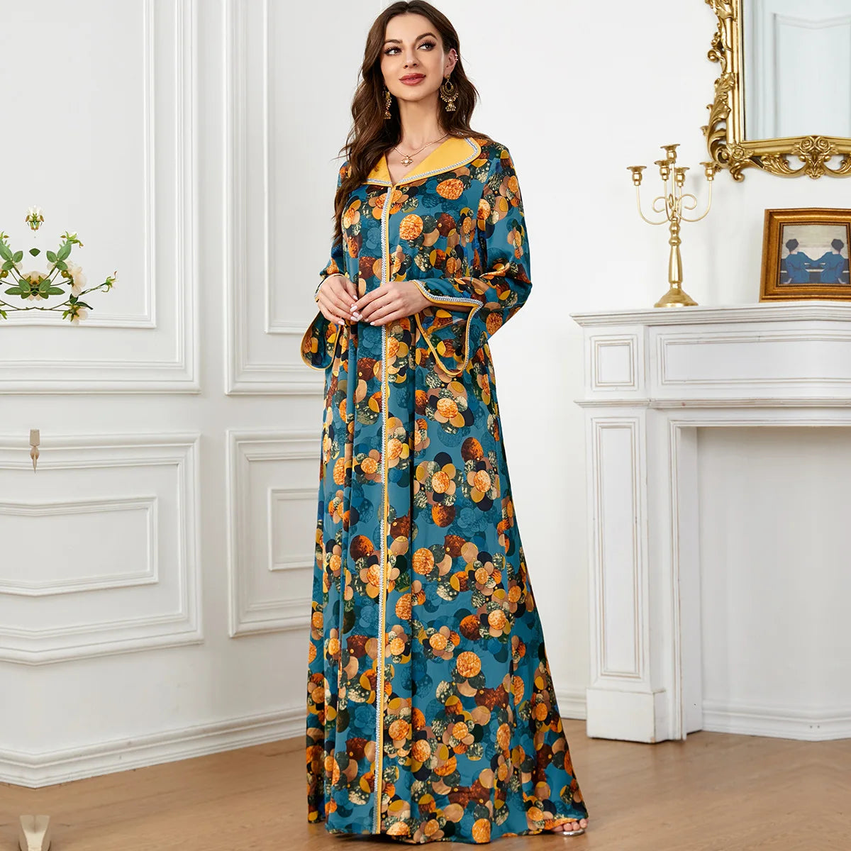 Museum Fashion Printed Maxi Dress For Ethnic Dubai Saudi Arabia Long Dresses Kaftan Abaya Clothes Vestidos Femenino 2024 Summer