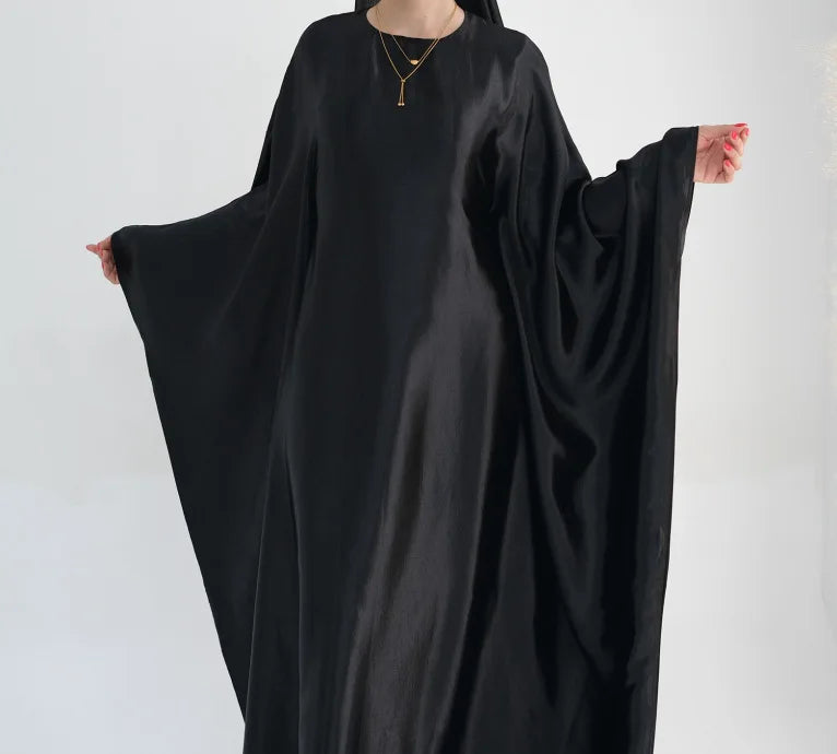 Kaftan Dubai Luxury Shiny Satin Evening Party Abaya Dress Muslim Women Islamic Clothing Caftan Turkish Ramadan Eid Moroccan Black