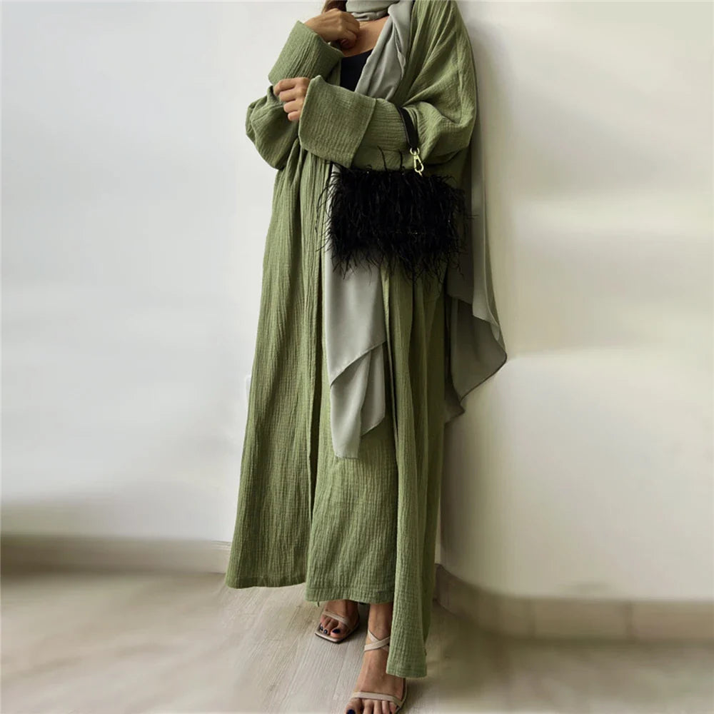 Open Abayas Kimono Muslim Women Cardigan Maxi Dress Islamic Clothing Dubai Saudi Robe Casual Kaftan Ramadan Eid Outwear Jalabiya 03 Only Abaya