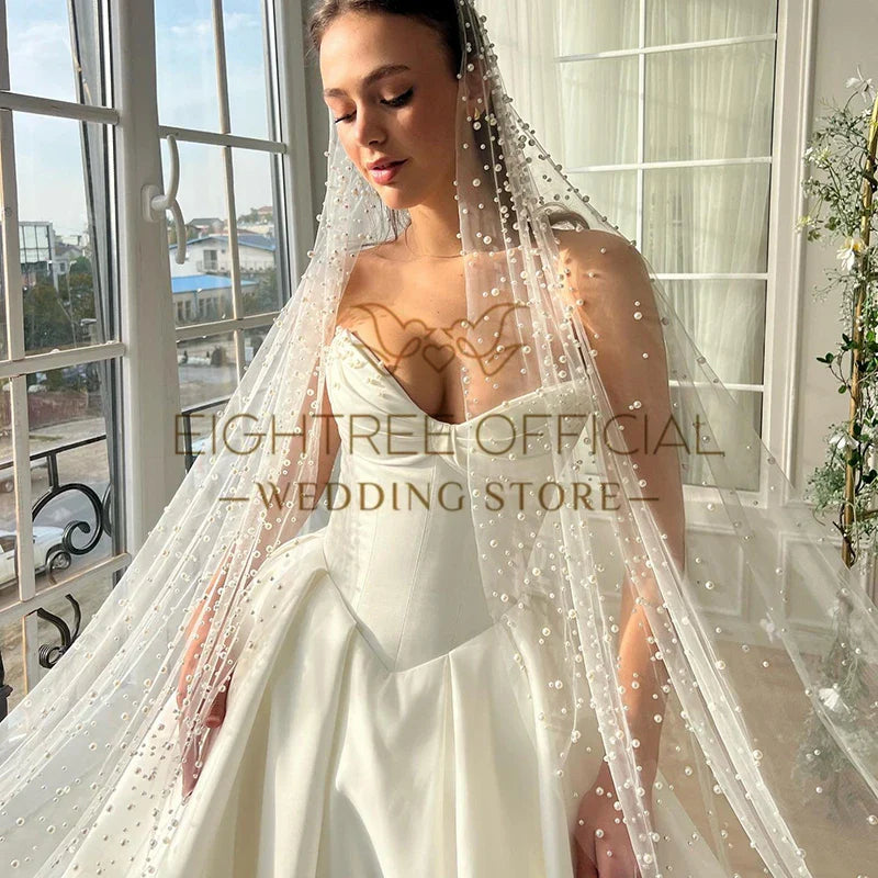 Eightree White A-Line Wedding Dresses Sweetheart Sleeveless Wedding Gowns Boho Bridal Prom Dress bestidos de novia Customsized