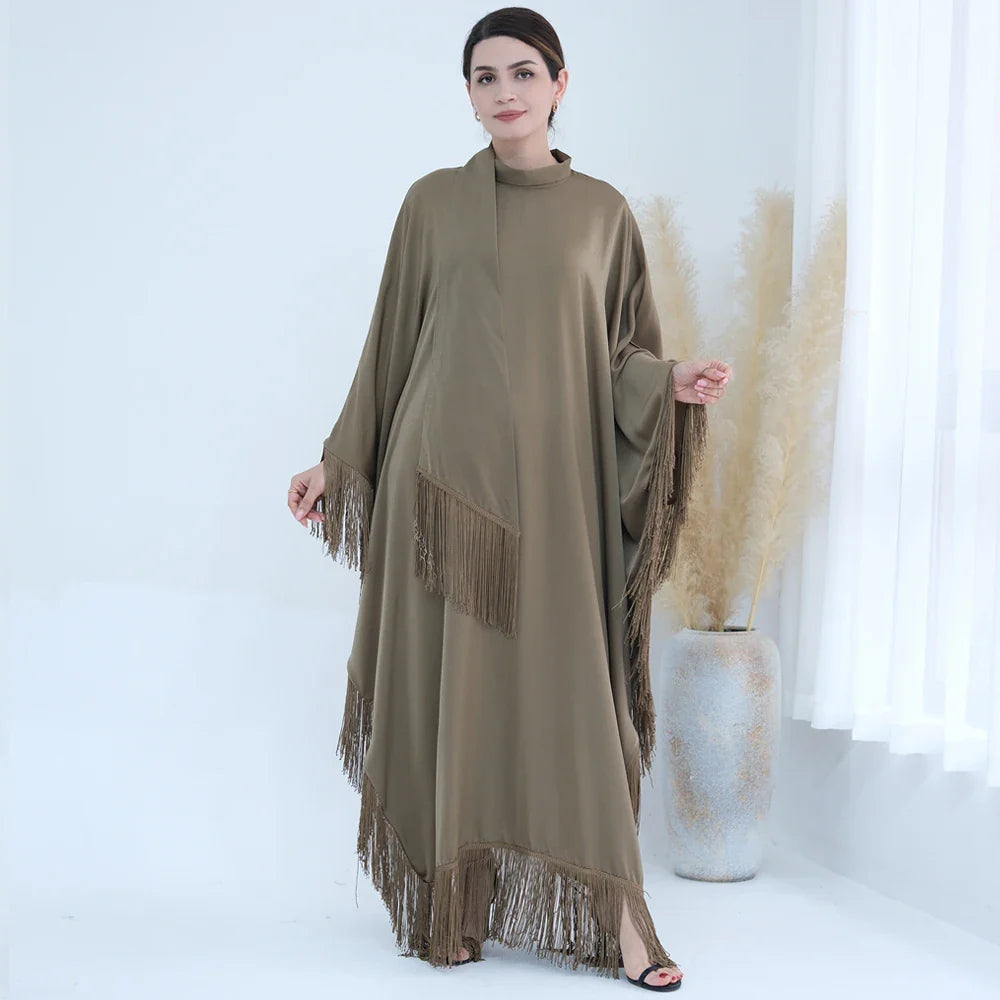 Kaftan Dress Moroccan Caftan Muslim Women Islamic Clothing Dubai Turkish Abaya Tassel Evening Party Ramadan Eid Arabic Robe