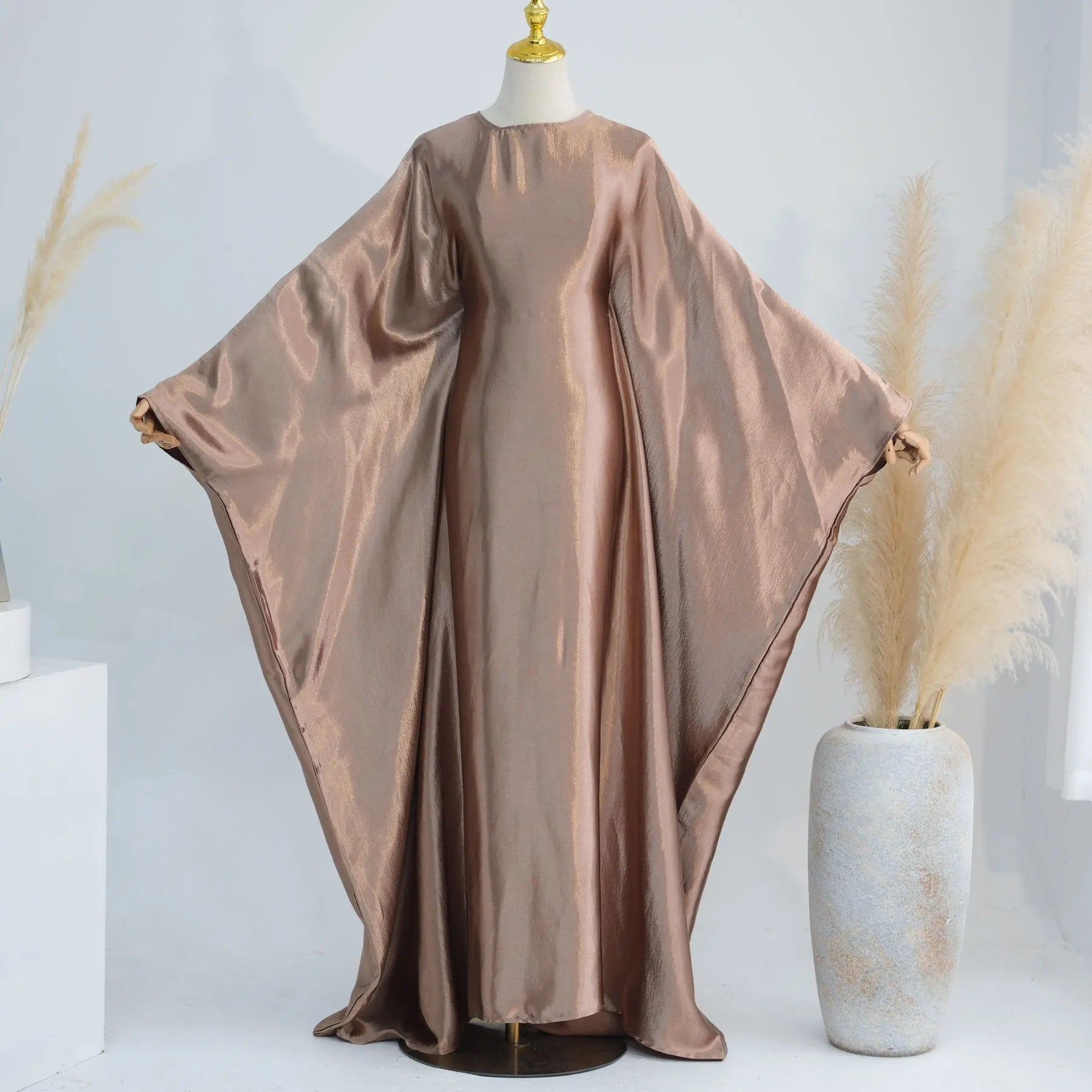 Kaftan Dubai Luxury Shiny Satin Evening Party Abaya Dress Muslim Women Islamic Clothing Caftan Turkish Ramadan Eid Moroccan Coffee