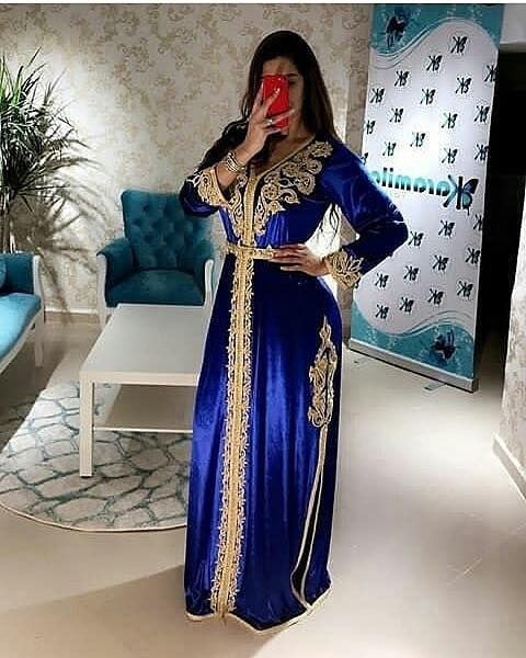 Moroccan kaftan Evening Dresses Royal Blue Algerian Outfit Beading Women Party Wear Formal Gowns Caftan Dress Plus Size