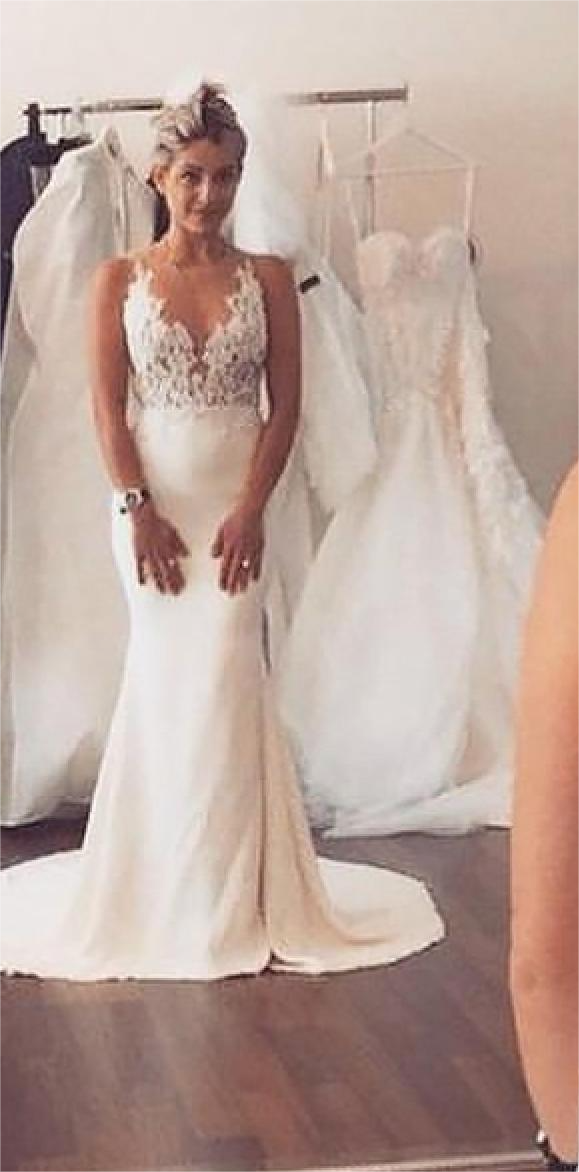 Boho Chiffon Mermaid Wedding Dress Sheer V-Neck Lace Appliques Backless Beach Bride Gown Vestidos De Novia فستان حفلات الزفاف