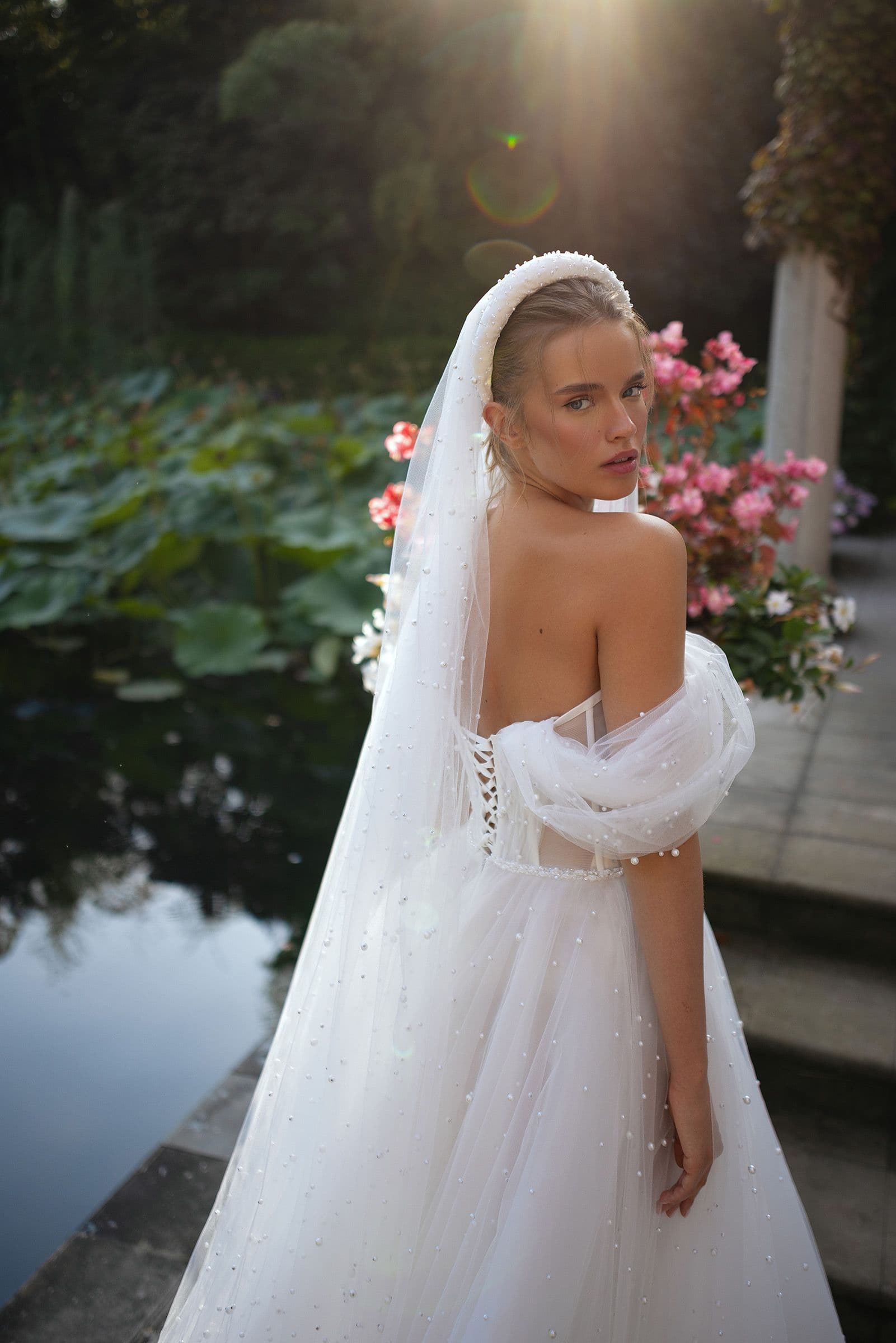 Charming Off the Shoulder Wedding Dresses for Women A-line Pleat V-neck Beads Lacing Up