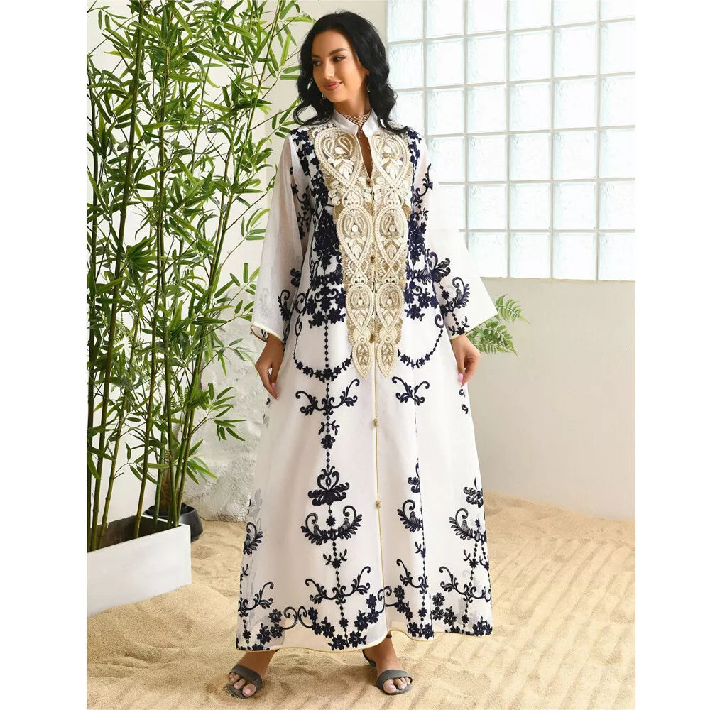 Moroccan Caftan Muslim Woman Dress Eid 2022 Luruxy Embroidered Turkey Arabic Oman Dubai Jalabiat Islamic Abayas Dresses Evening