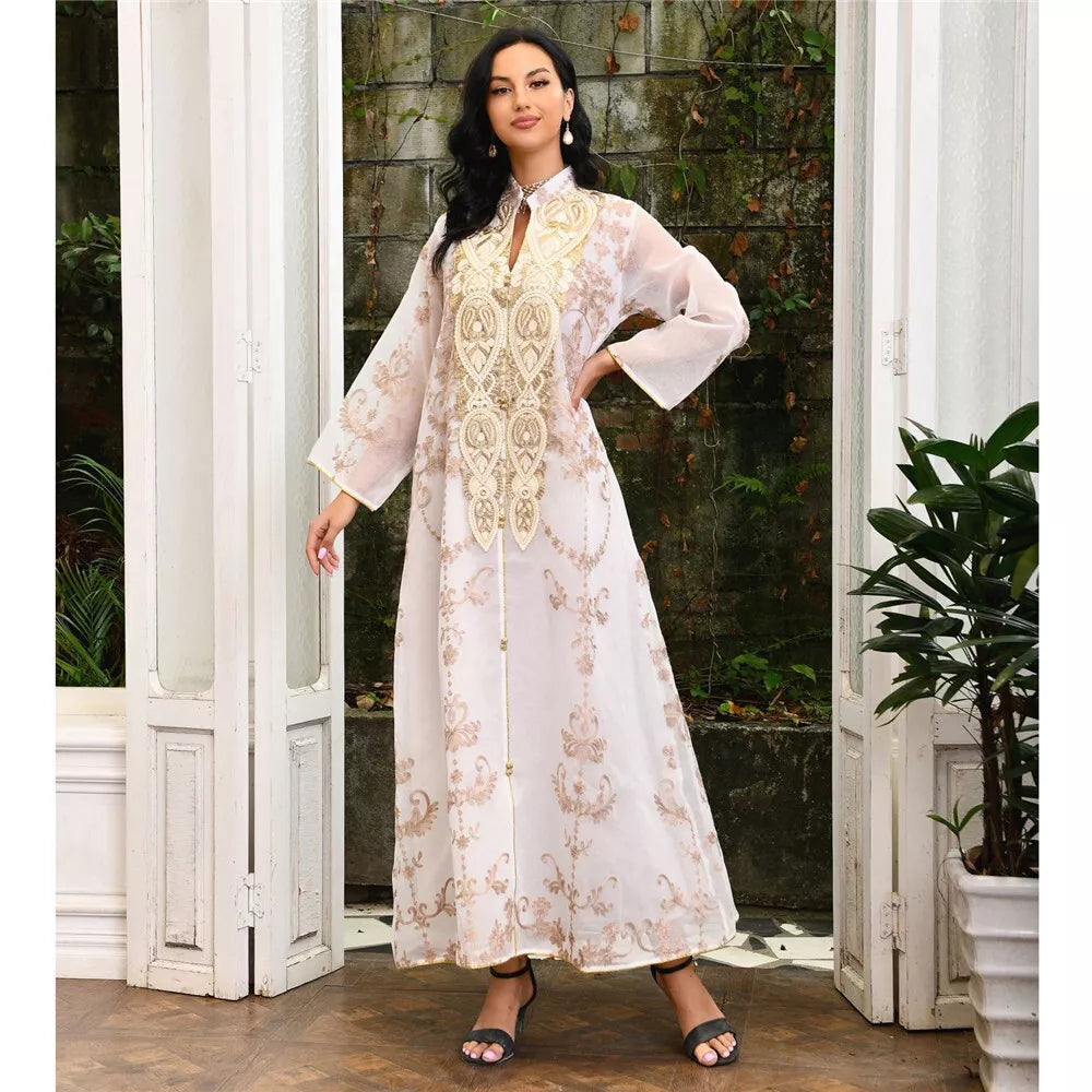 Moroccan Caftan Muslim Woman Dress Eid 2022 Luruxy Embroidered Turkey Arabic Oman Dubai Jalabiat Islamic Abayas Dresses Evening