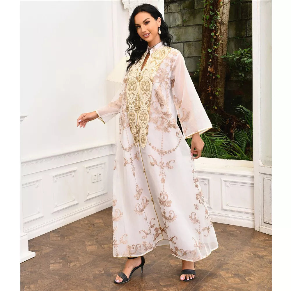 Moroccan Caftan Muslim Woman Dress Eid 2022 Luruxy Embroidered Turkey Arabic Oman Dubai Jalabiat Islamic Abayas Dresses Evening