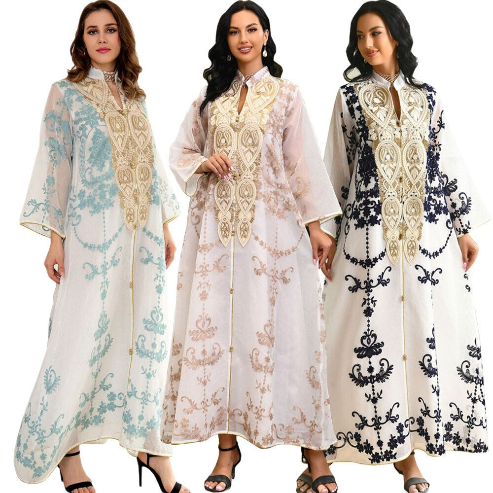 Moroccan Caftan Muslim Woman Dress Eid 2022 Luruxy Embroidered Turkey Arabic Oman Dubai Jalabiat Islamic Abayas Dresses Evening